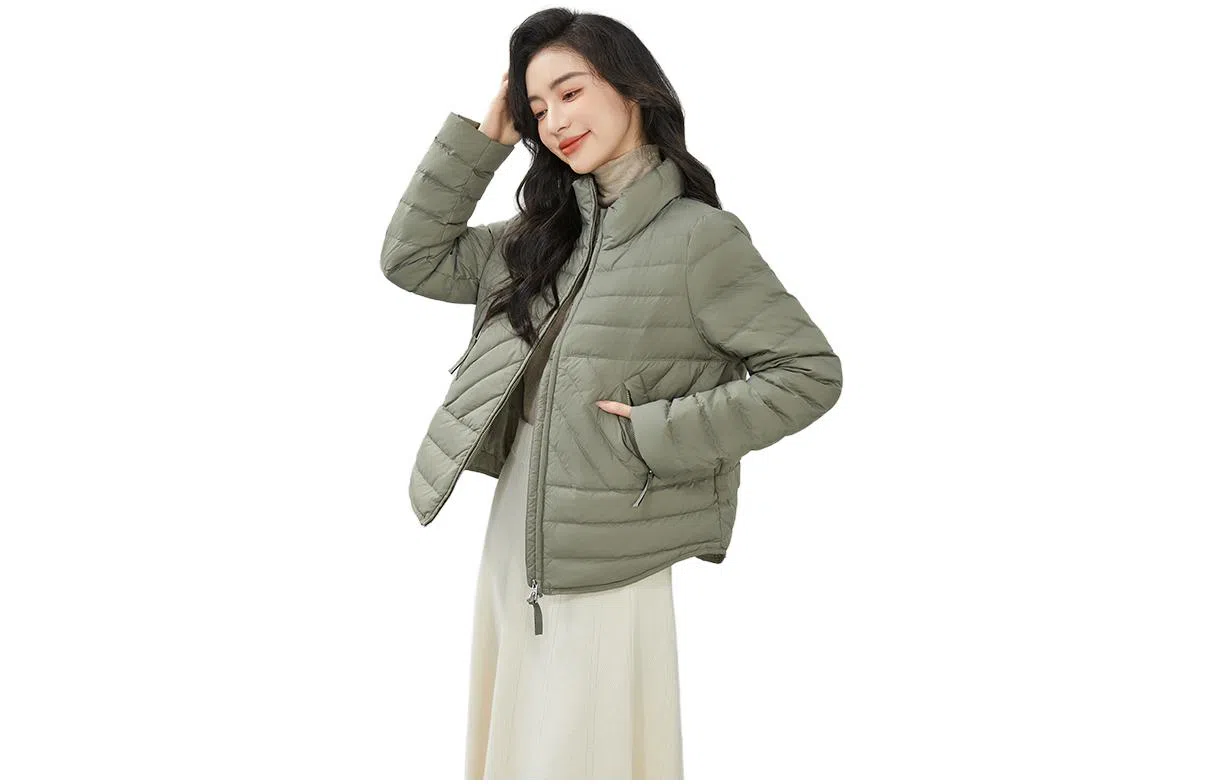 鸭鸭 轻薄短款时尚立领修身显瘦纯色羽绒服 女款