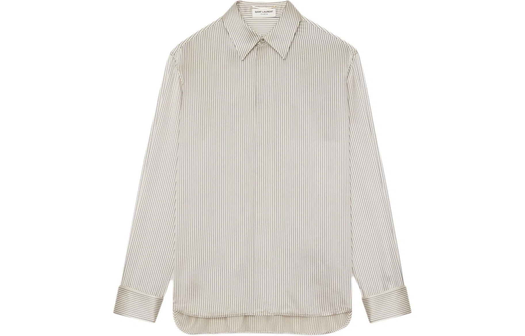 SAINT LAURENT Boyfriend Shirt In Striped Silk Satin