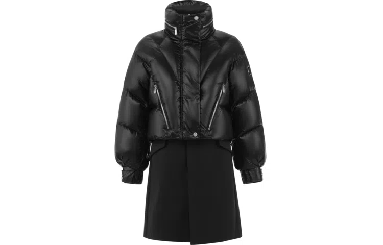 波司登 亮面风衣可脱卸鹅绒长款羽绒服 女款 黑色