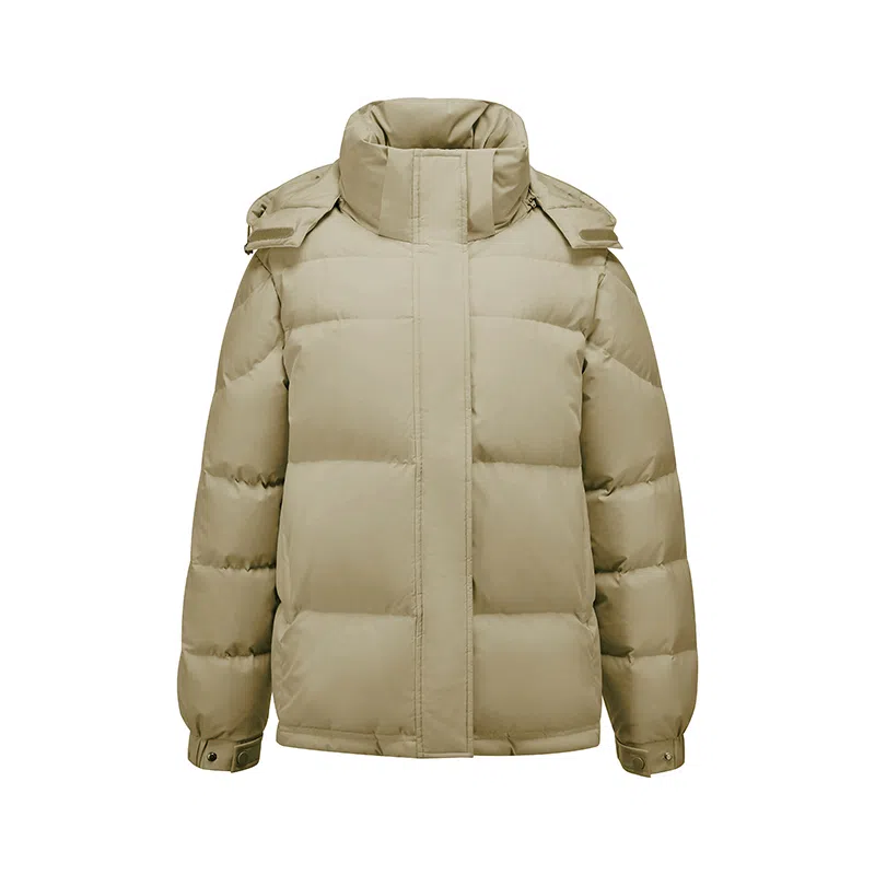 雅鹿 短款可拆卸连帽保暖纯色羽绒服 女款