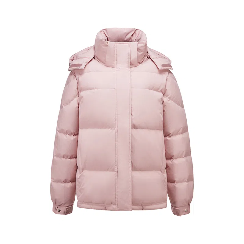 雅鹿 短款可拆卸连帽保暖纯色羽绒服 女款