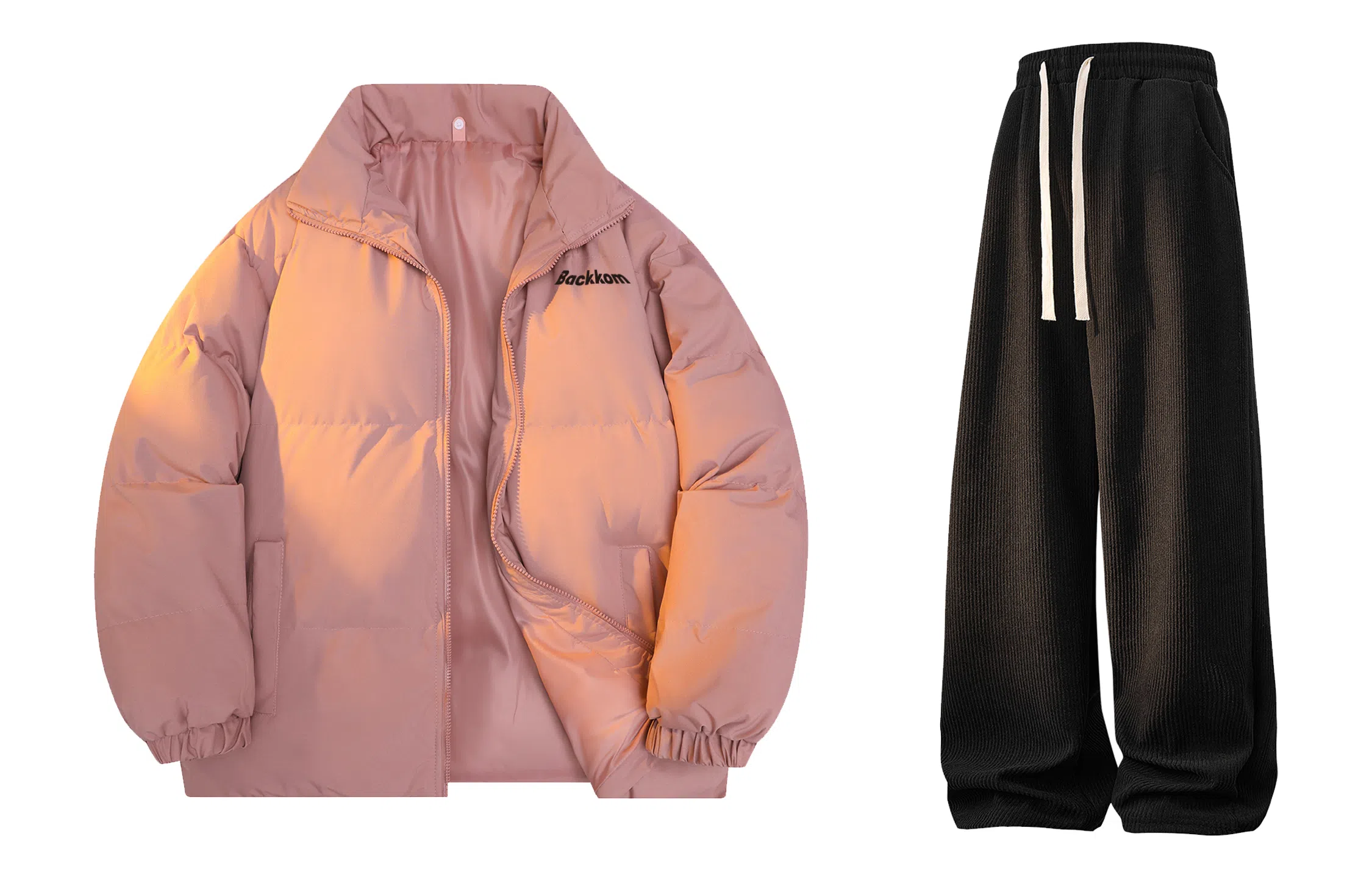 大卫贝肯 美式简约基础款立领宽松面包棉服宽松百搭灯芯绒长裤休闲运动套装 男女同款