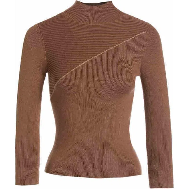 乔万尼 高领合身套头长袖针织衫 女款 金稻草色