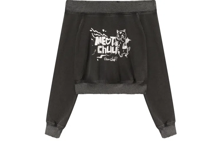 CHUU Cartoon Letter Print Pullover