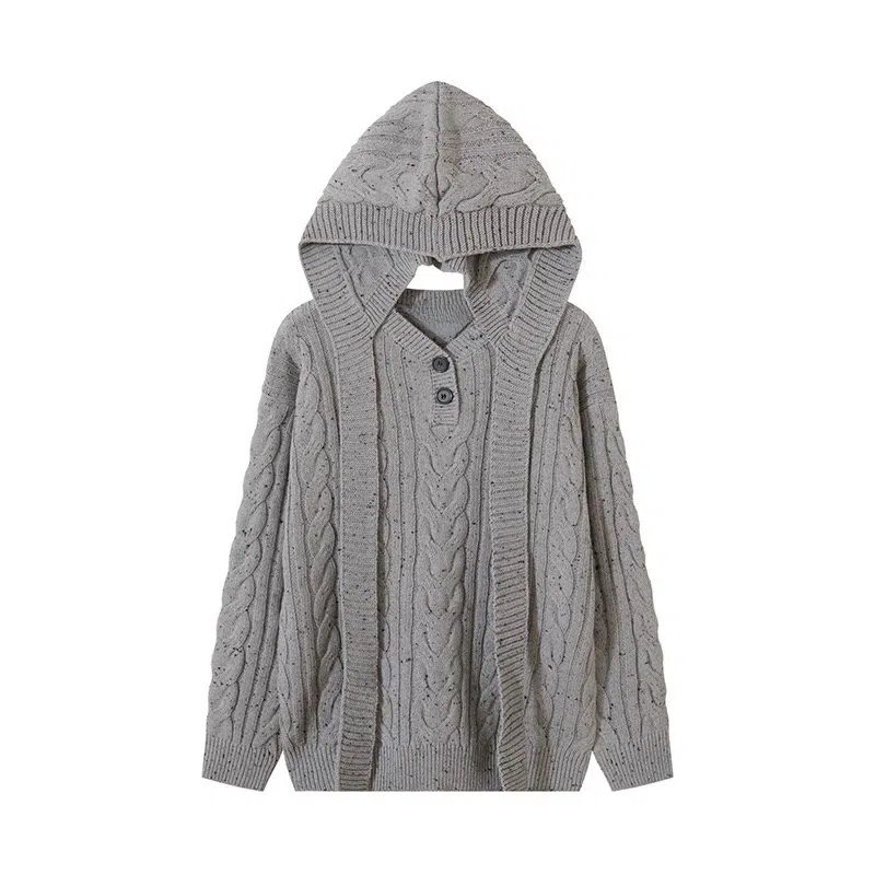 涂诗菲 宽松连帽套头彩点针织衫 女款