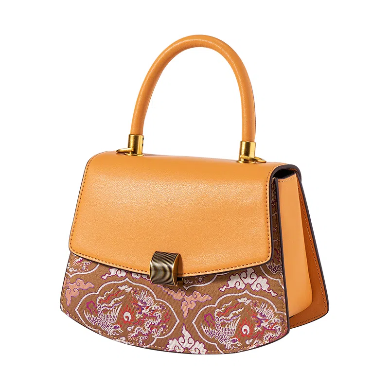 上海故事 刺绣宋锦新中式国风 桑蚕丝 手提包 中号 女款 阳光橙