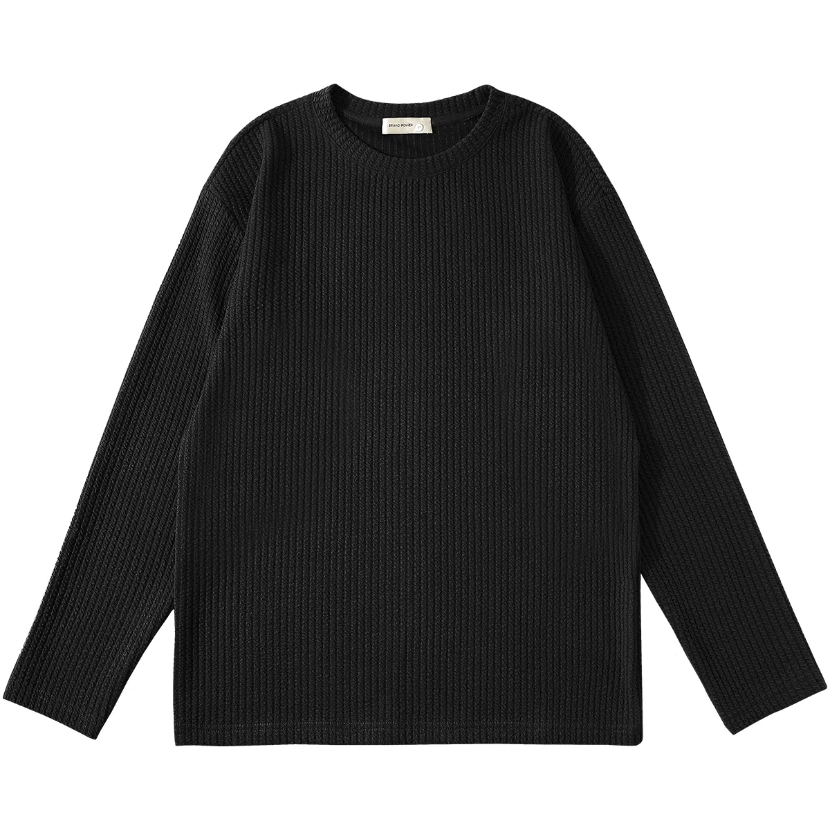 重磅基础 经典纯色设计百搭圆领套头长袖针织衫 男女同款