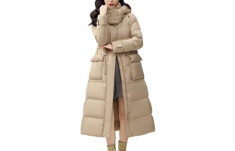 鸭鸭 通勤纯色连帽长袖羽绒服 女款