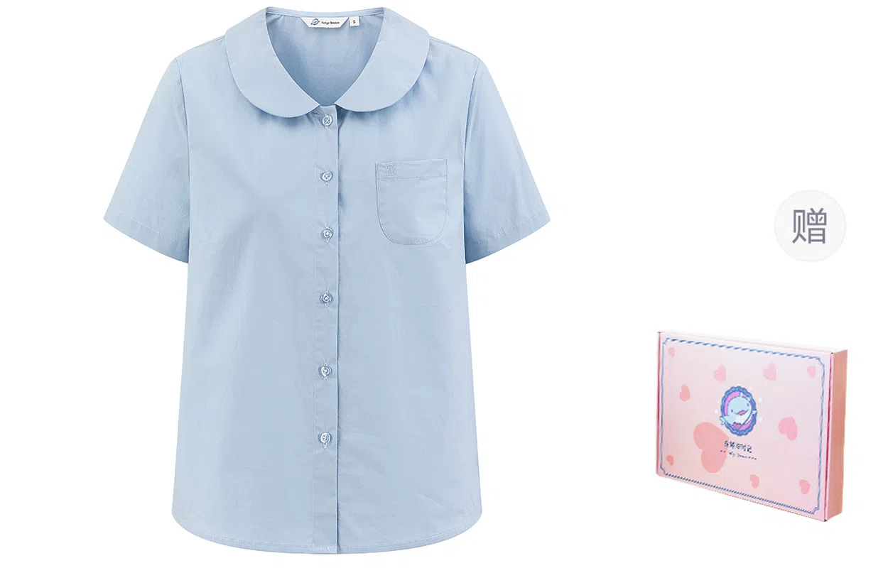 东鲸岁时记 设计感小众高级感减龄洋气短袖衬衫 女款