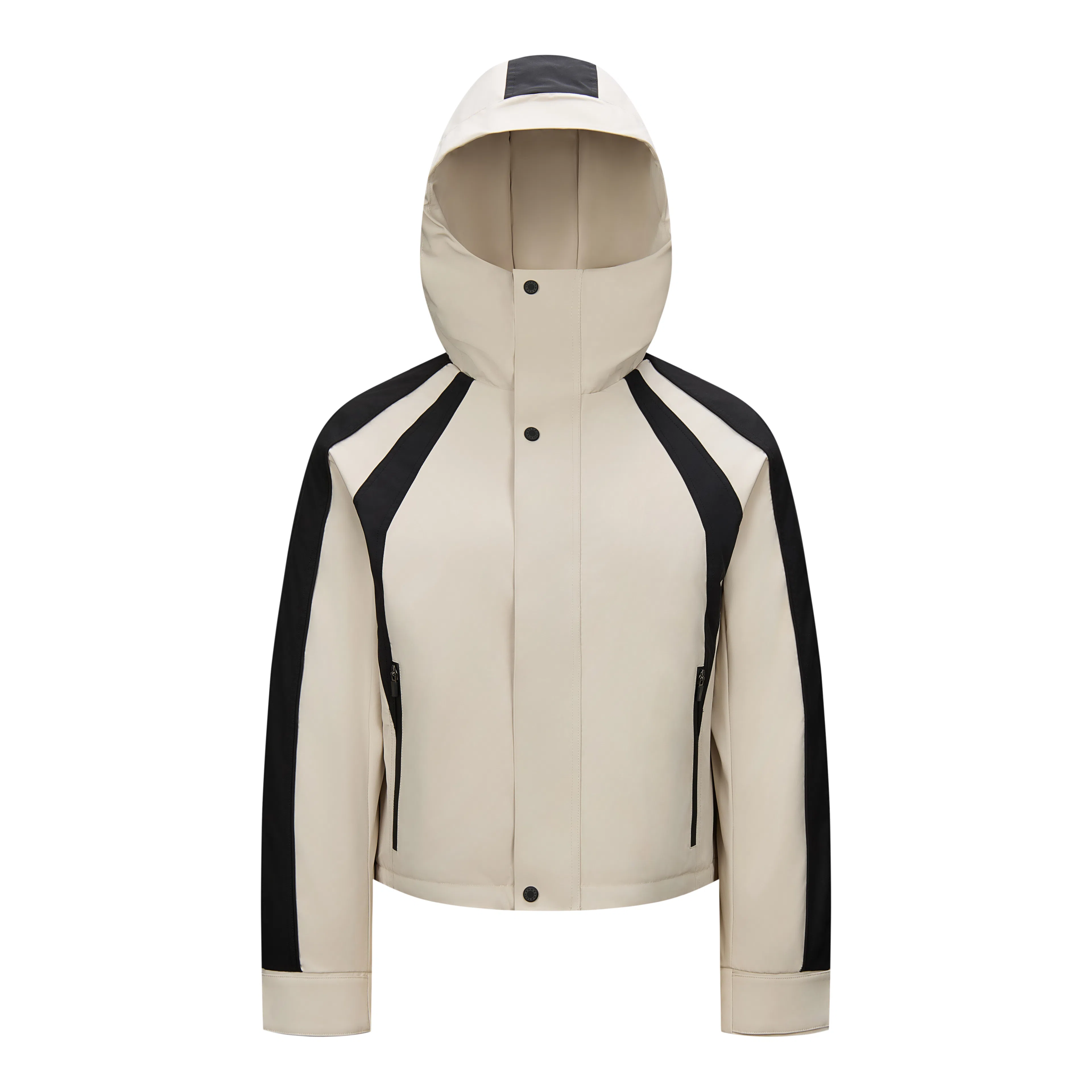 鸭鸭 拼色连帽气质时尚高级感保暖条纹撞色户外防风保暖工装羽绒服 女款