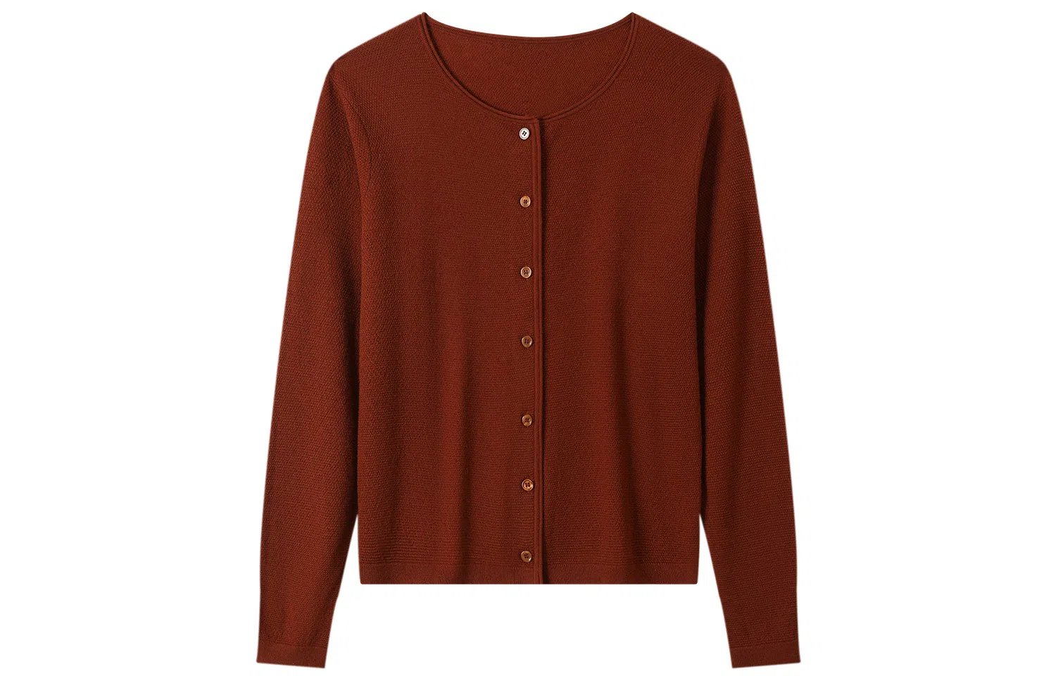 恒源祥 纯色圆领桂花针纽扣长袖针织衫 女款