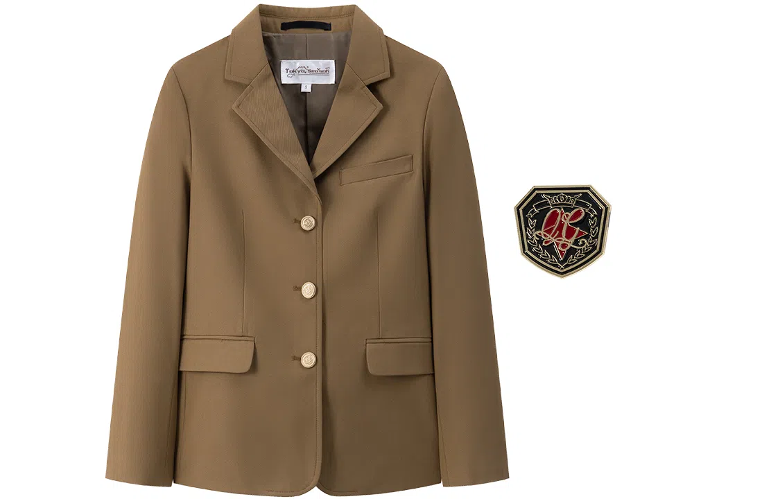 东鲸岁时记 纯色单排扣翻领休闲 布朗茶茶西装 女款