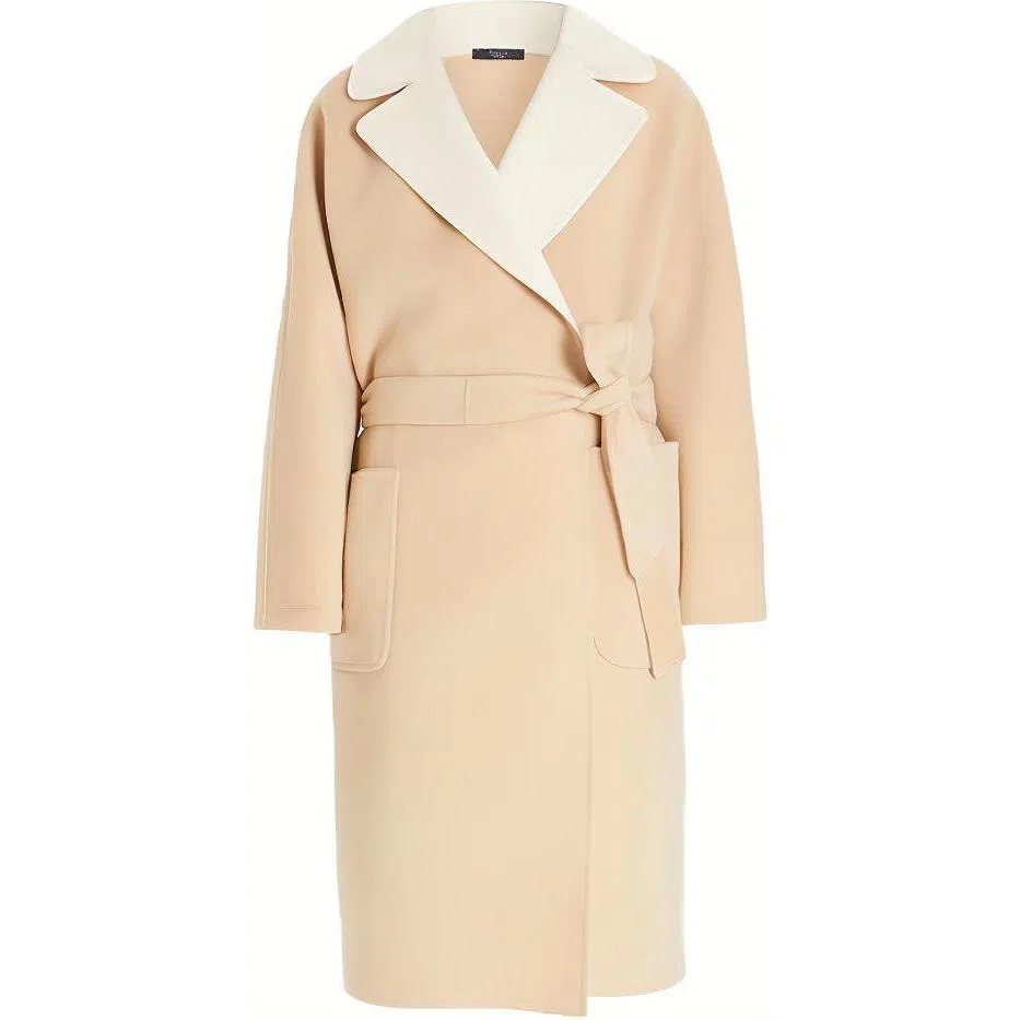 MaxMara Logo Tie Double-Faced Coat Beige