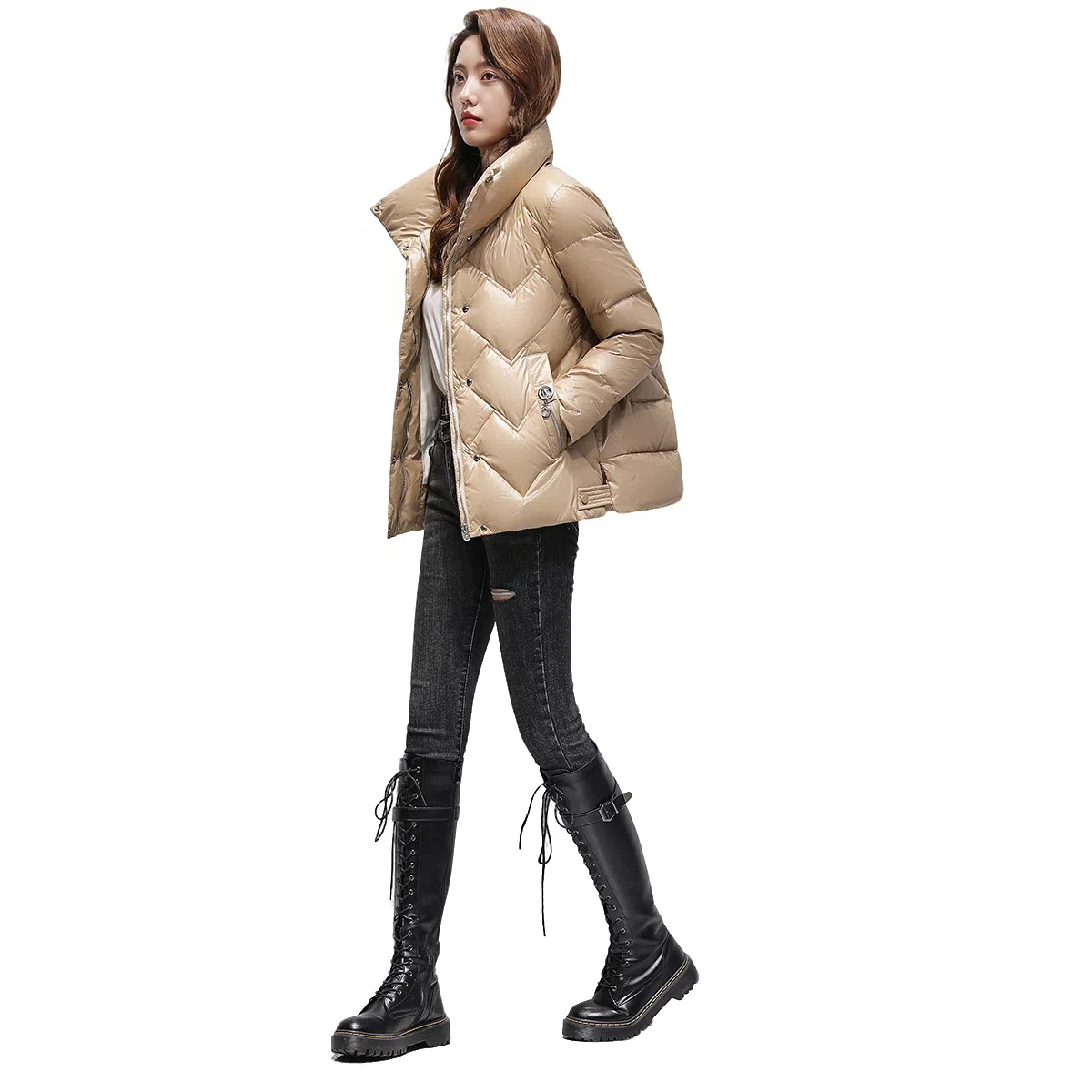 鸭鸭 经典韩版立领洋气百搭舒适羽绒服 女款