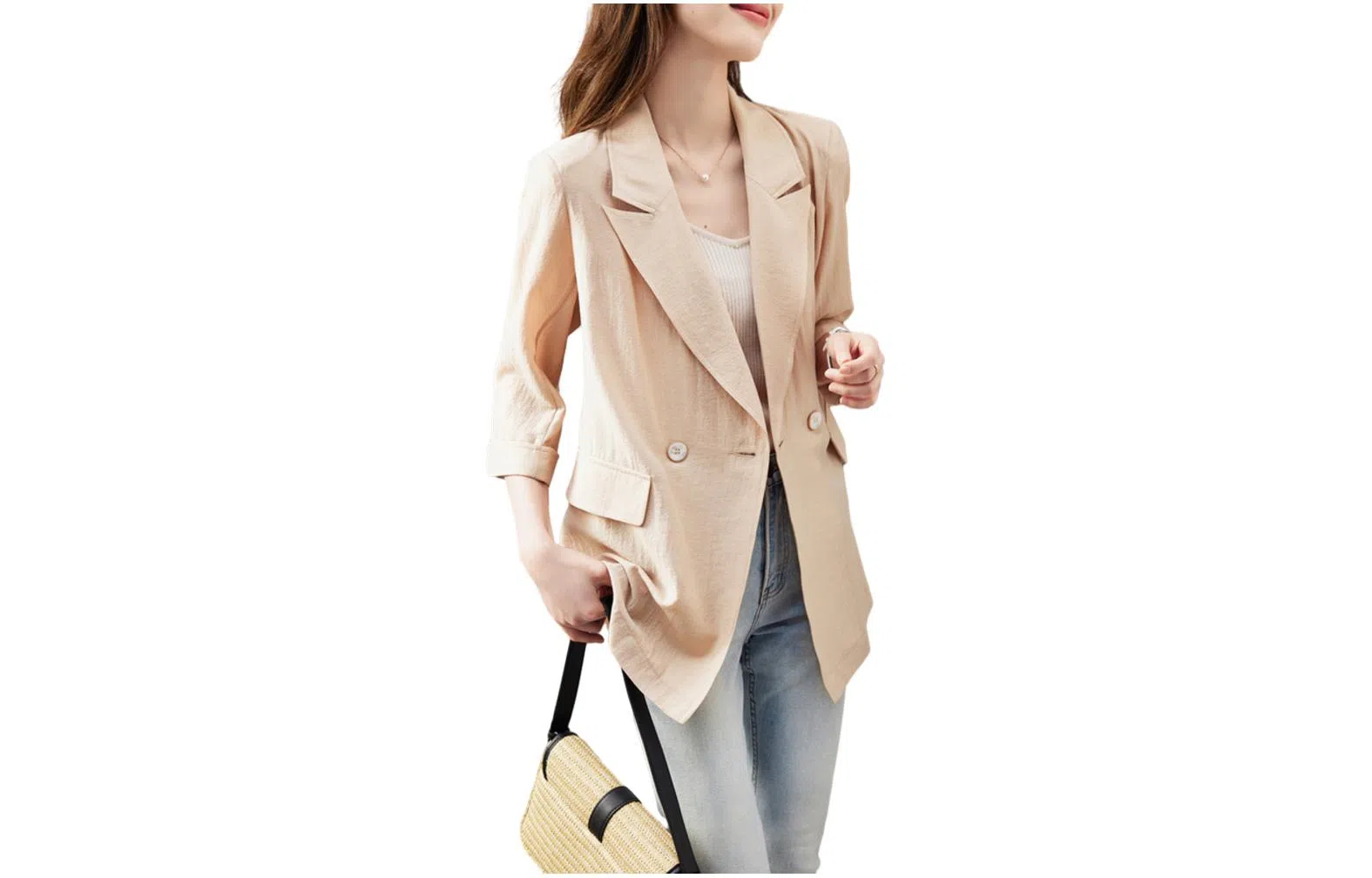 【dme】 纯色一粒扣七分袖西装 女款