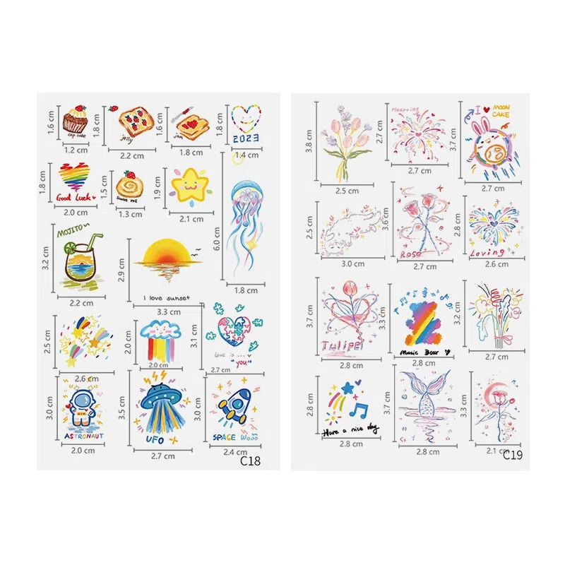 妮丽雅  彩色多巴胺纹身贴 锁骨彩绘 个性小图案