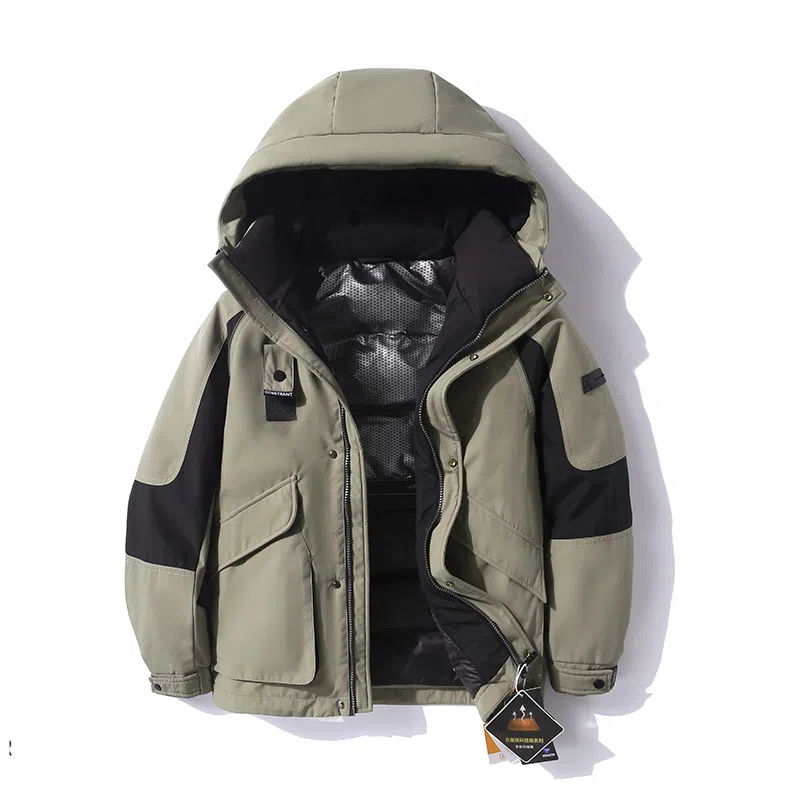 鸭鸭 短款连帽户外保暖外套羽绒服 女款