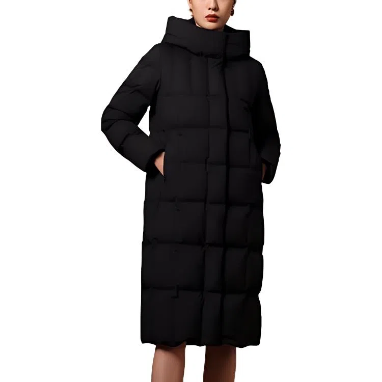 坦博尔 长款连帽商务保暖羽绒服 女款