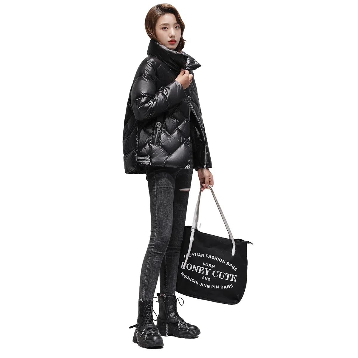 鸭鸭 经典韩版立领洋气百搭舒适羽绒服 女款