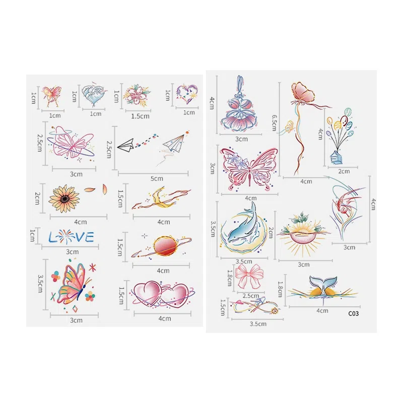 妮丽雅  彩色多巴胺纹身贴 锁骨彩绘 个性小图案