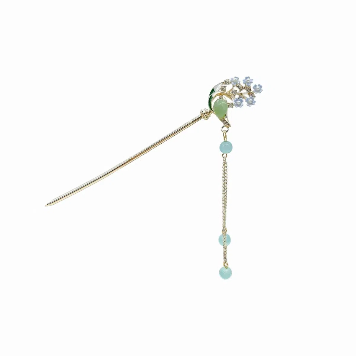 【花开满枝】 指尖瑰宝 新中式简约小众设计高级感镂空花朵流苏步摇超仙古风发饰盘发旗袍汉服发钗 合金 发簪 女款