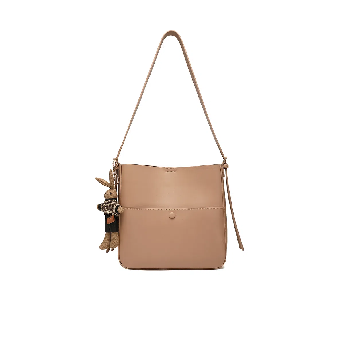 稻草人 潮流高颜值百搭上课通勤 聚氨酯革 腋下包水桶包单肩包 女款 咖色/杏色