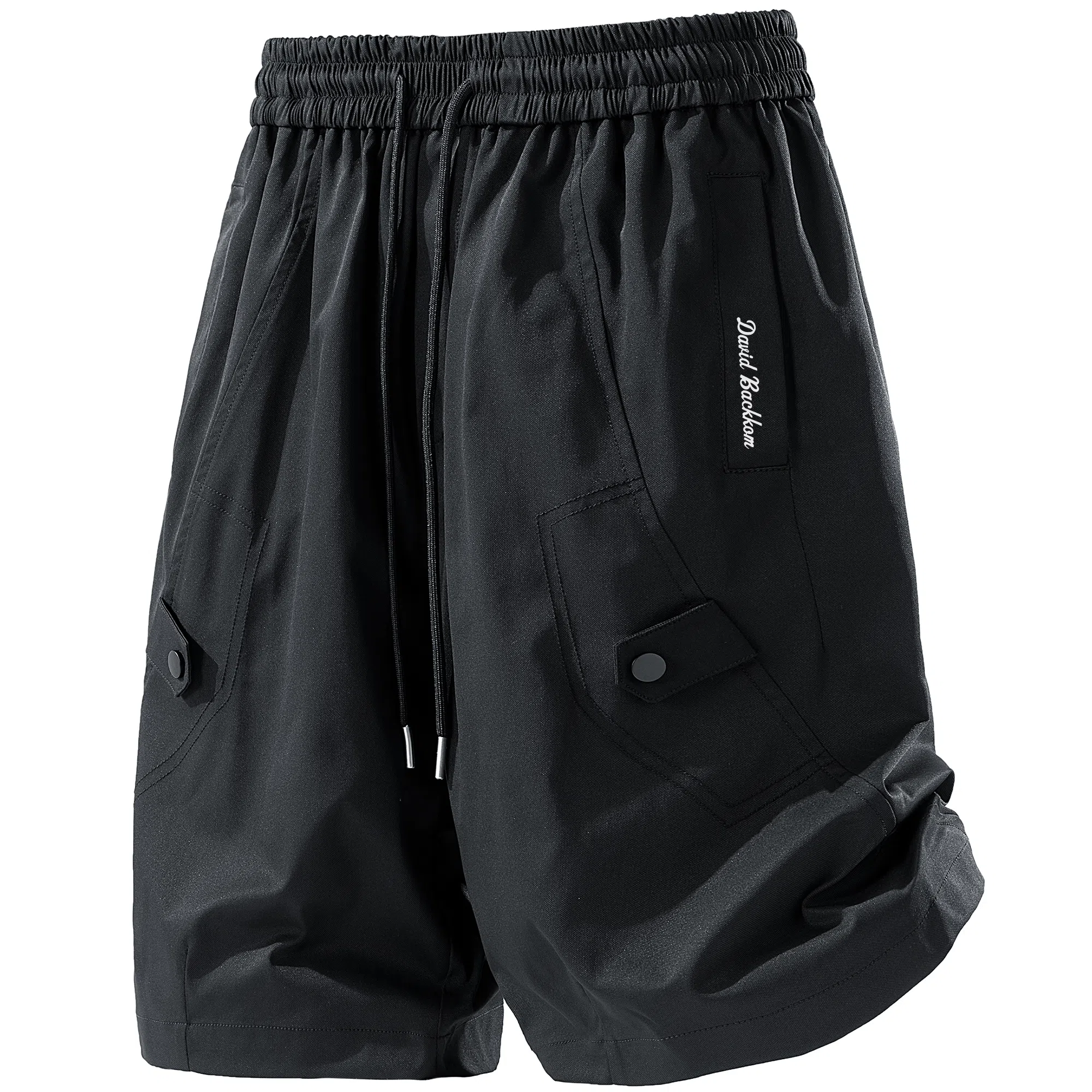 大卫贝肯 纯色美式街头城市机能风字母假扣设计款系带户外运动休闲百搭五分工装短裤 男女同款