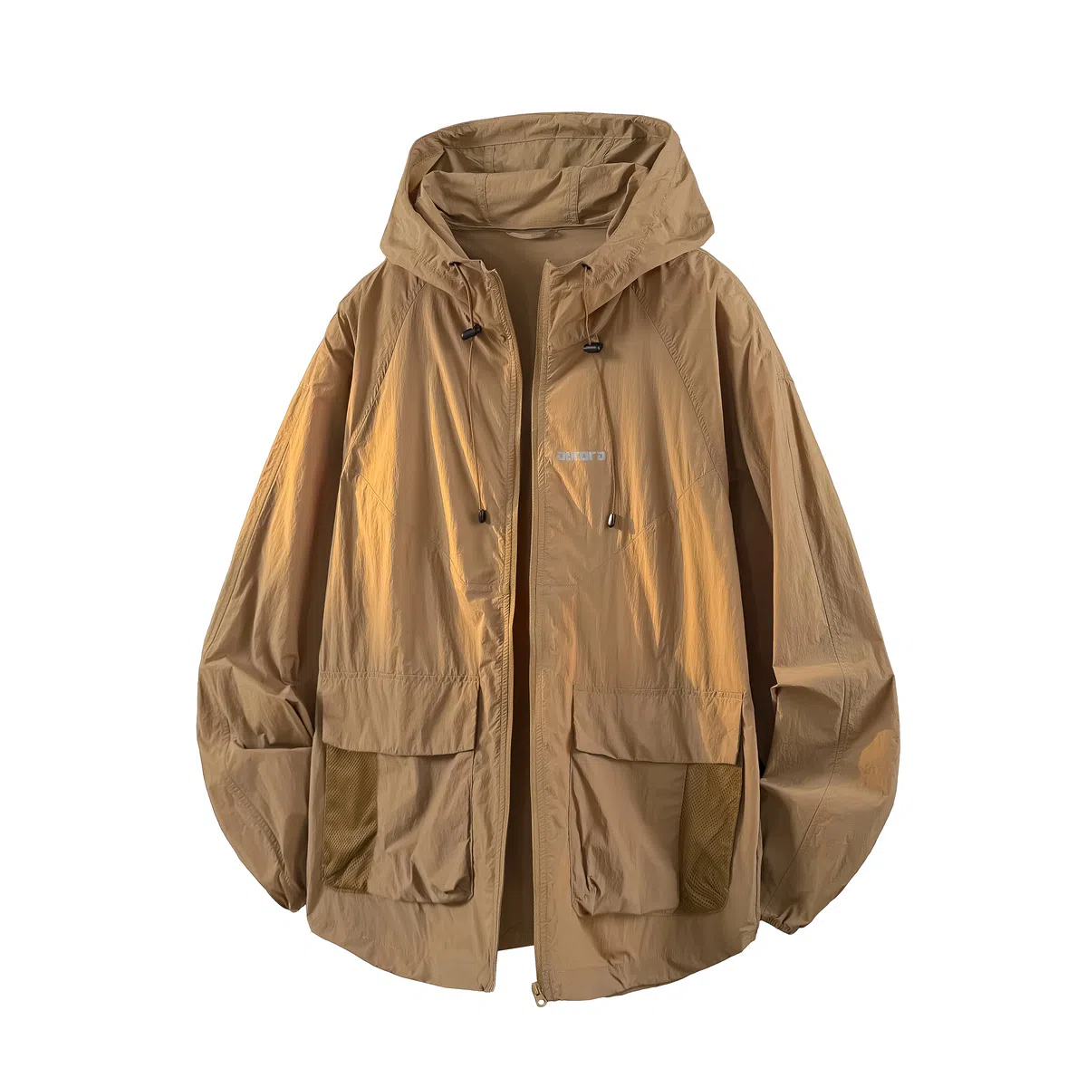 鸭鸭 户外运动基础潮牌高街纯色工装口袋设计薄款凉爽百搭宽松休闲连帽抽绳夹克外套 男女同款