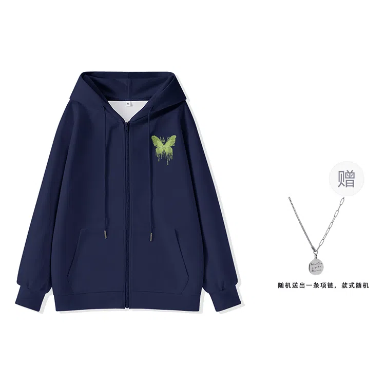 棉致 简约纯色宽松连帽长袖卫衣 女款