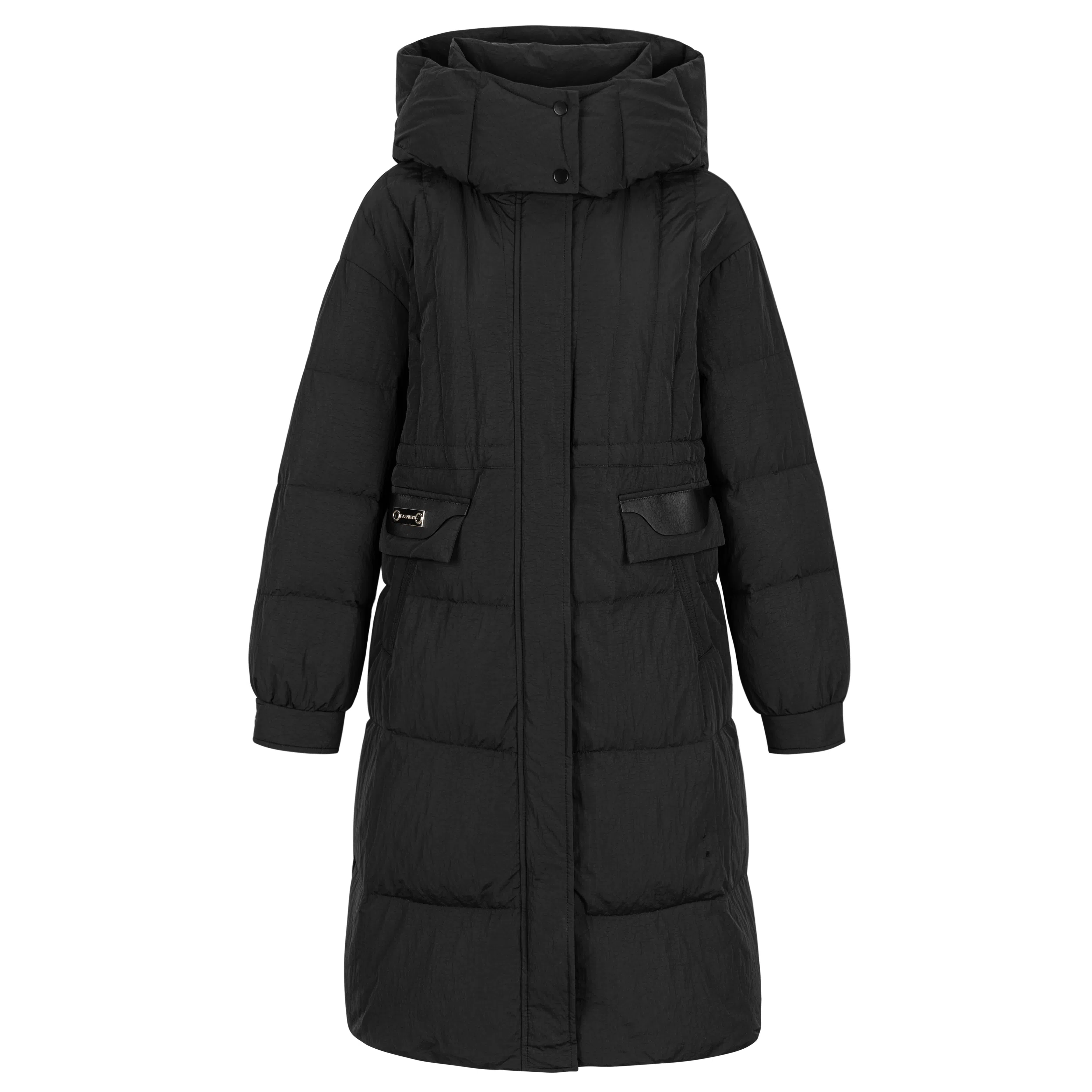 九条喵 加厚连帽长款大口袋羽绒服 女款 黑色