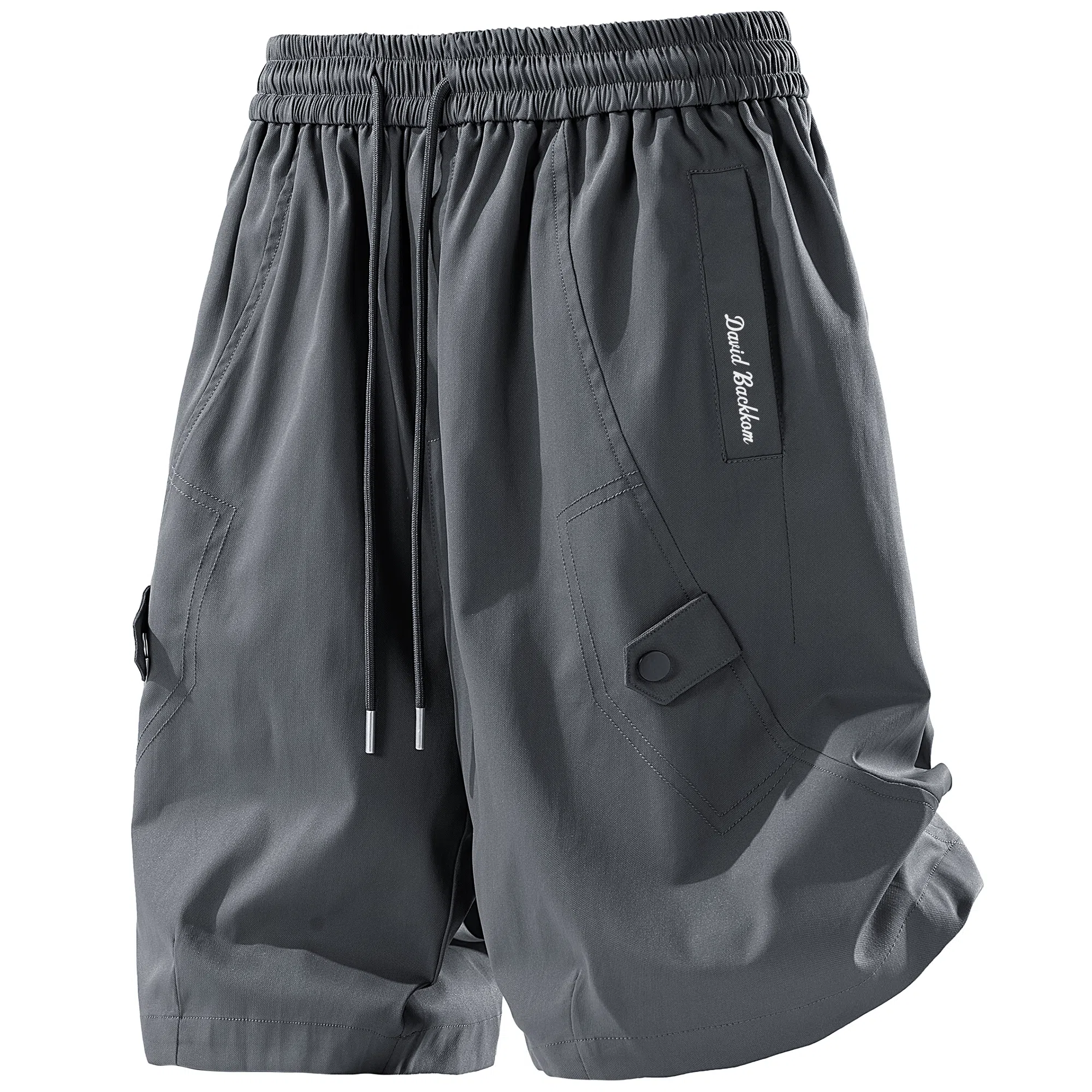 大卫贝肯 纯色美式街头城市机能风字母假扣设计款系带户外运动休闲百搭五分工装短裤 男女同款