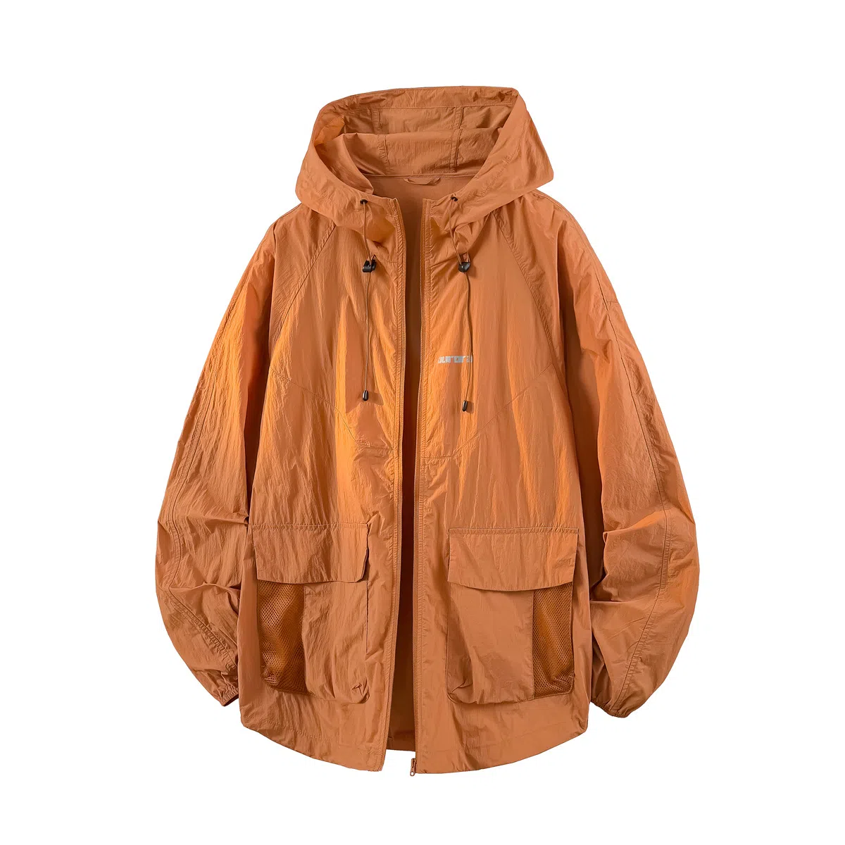 鸭鸭 户外运动基础潮牌高街纯色工装口袋设计薄款凉爽百搭宽松休闲连帽抽绳夹克外套 男女同款