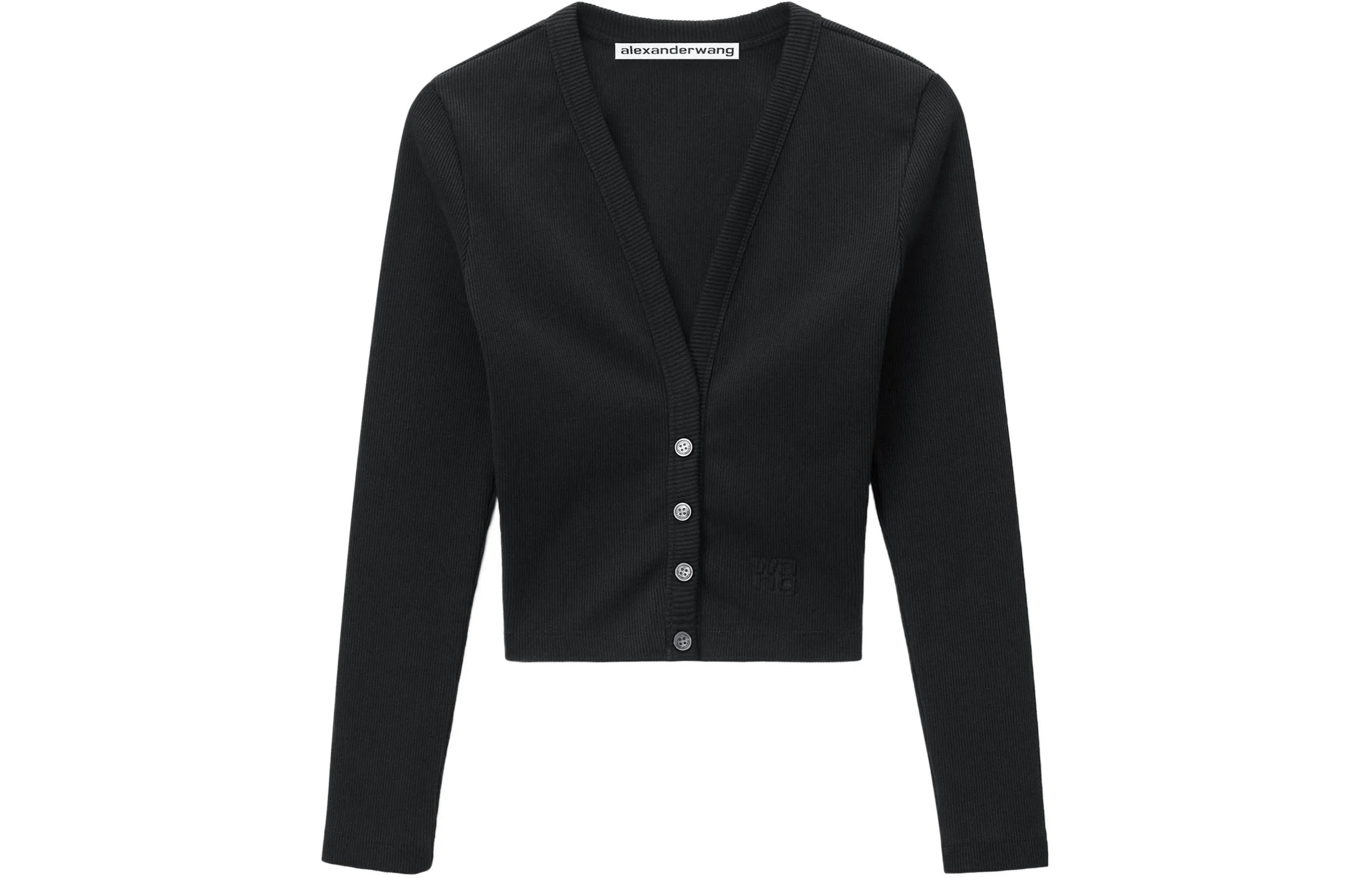 alexander wang Logo Embossed Cropped V-Neck Cardigan V