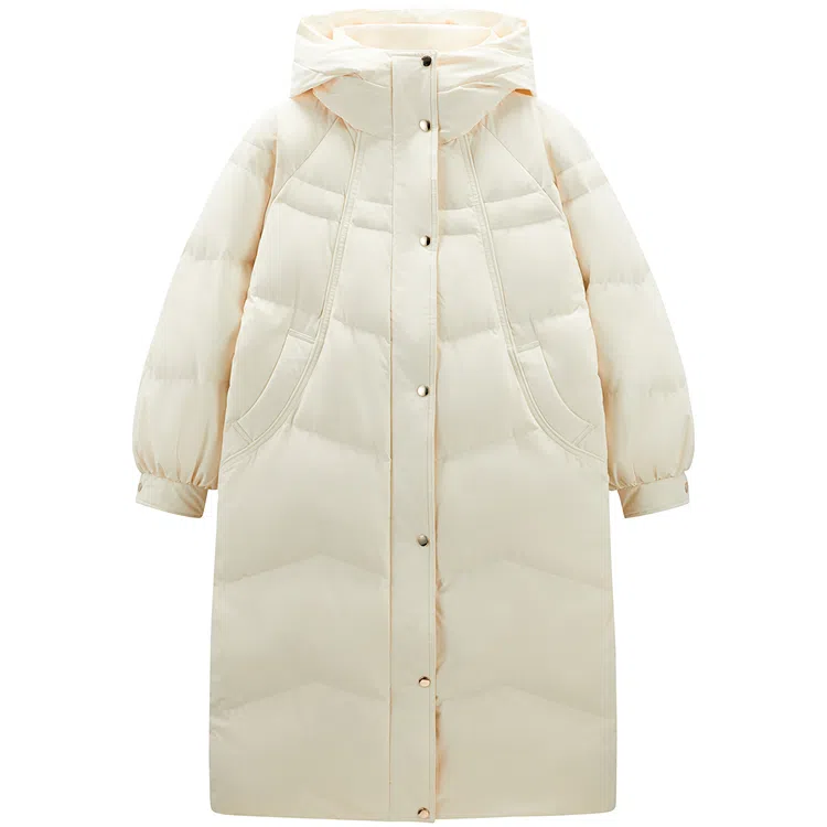 太平鸟 舒适休闲连帽面包服羽绒服 女款 米白