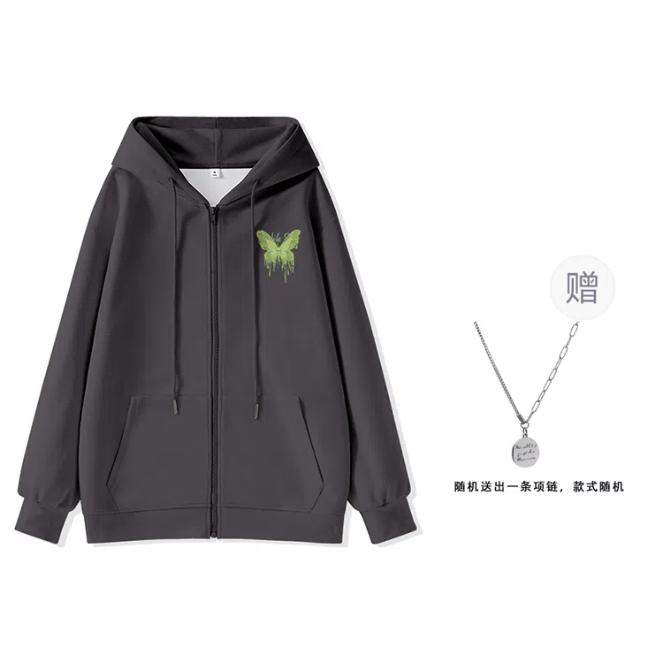 棉致 简约纯色宽松连帽长袖卫衣 女款