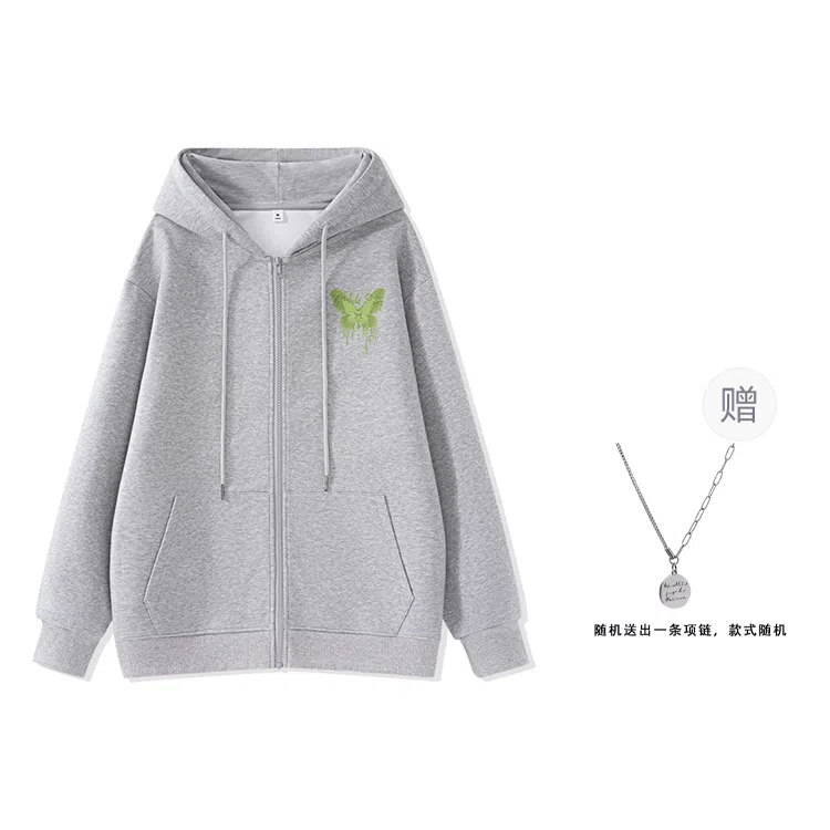 棉致 简约纯色宽松连帽长袖卫衣 女款