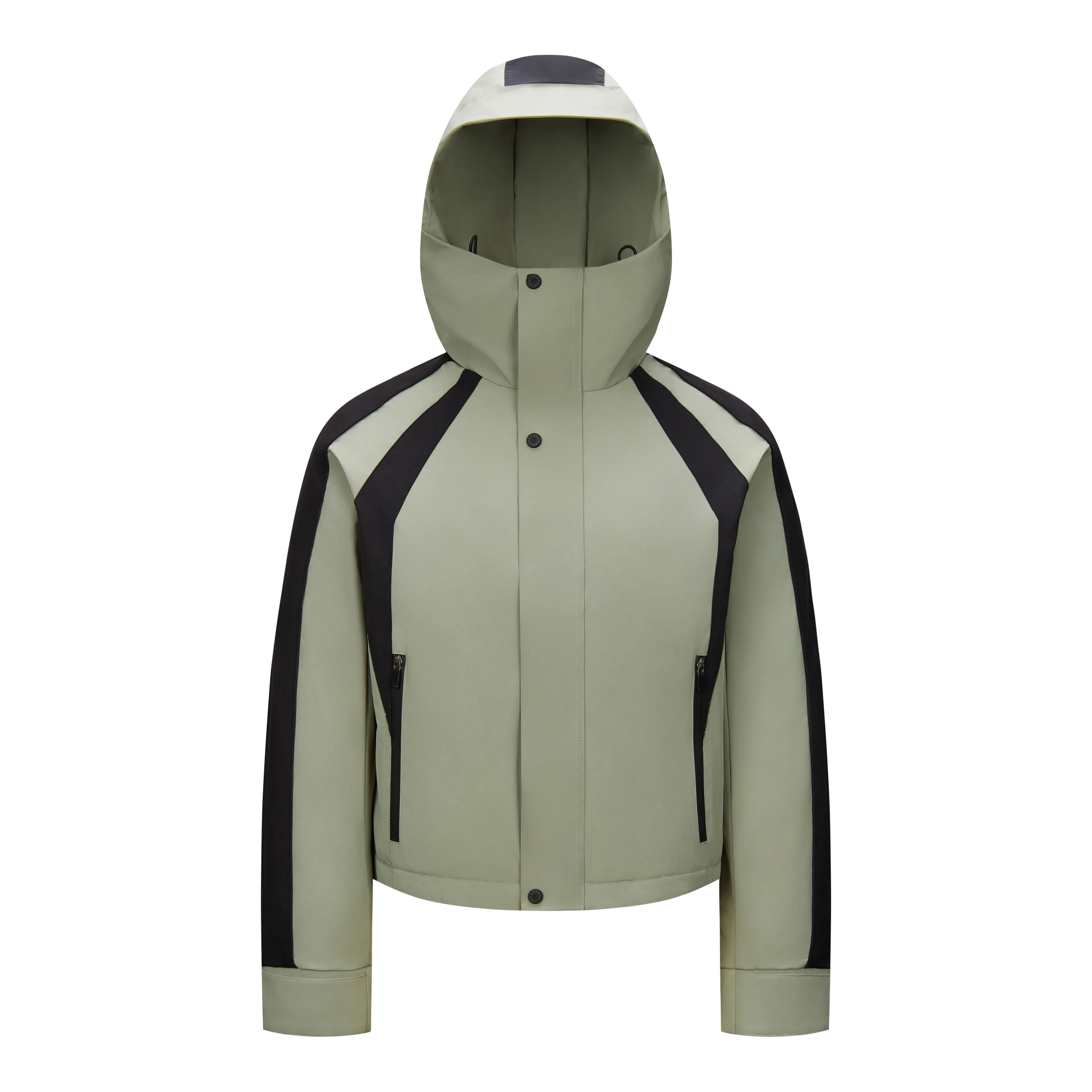 鸭鸭 拼色连帽气质时尚高级感保暖条纹撞色户外防风保暖工装羽绒服 女款