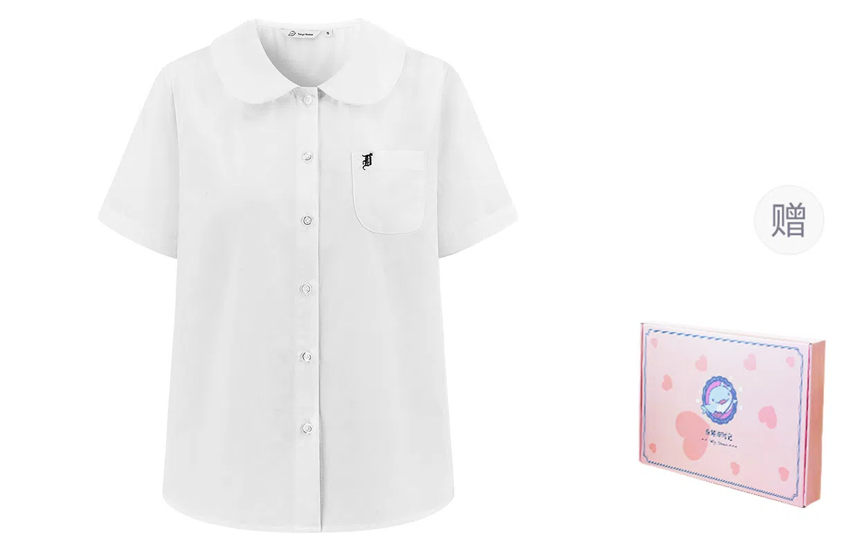 东鲸岁时记 设计感小众高级感减龄洋气短袖衬衫 女款