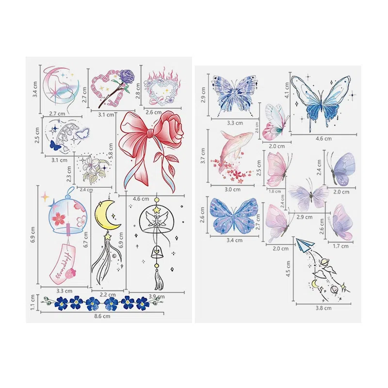 妮丽雅  彩色多巴胺纹身贴 锁骨彩绘 个性小图案