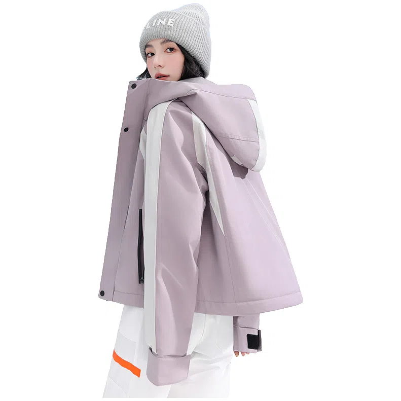 鸭鸭 拼色连帽气质时尚高级感保暖条纹撞色户外防风保暖工装羽绒服 女款