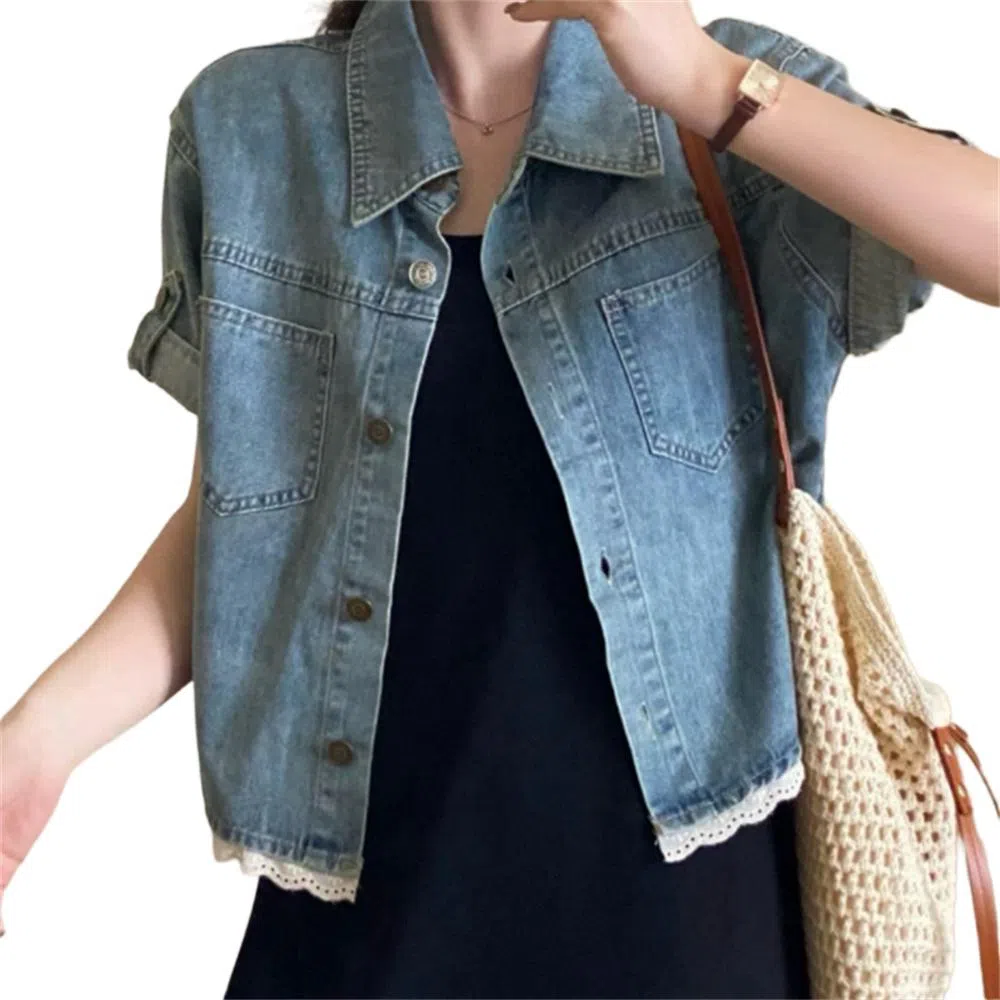 莫代尔 通勤时尚翻领短袖衬衫 女款