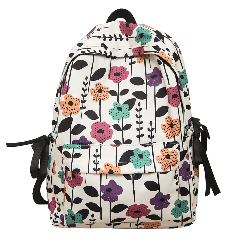 垣途者 复古小花高颜值学生书包百搭学院风校园大容量 尼龙 双肩包 女款 多色