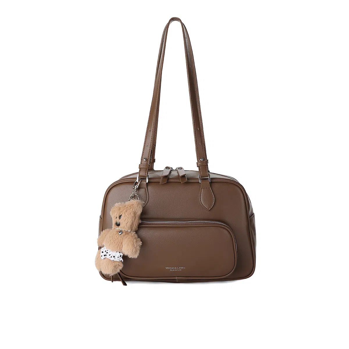 稻草人 高级感百搭通勤大学生上课 聚氨酯 波士顿包手提腋下单肩斜挎包 女款 黑色/深棕色