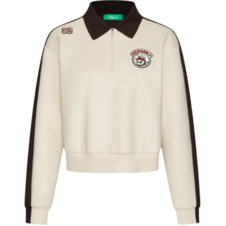 比音勒芬 拼接翻领长袖卫衣 女款 杏色