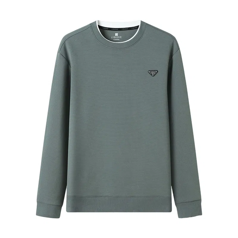 李生制造 纯色远航系列波浪纹网状结构透气户外假两件圆领长袖卫衣 男款