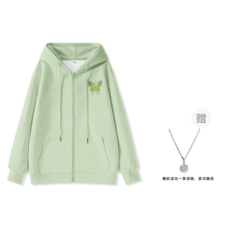 棉致 简约纯色宽松连帽长袖卫衣 女款