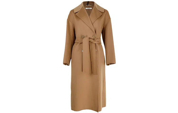 Max Mara Wool Tie Coat Brown