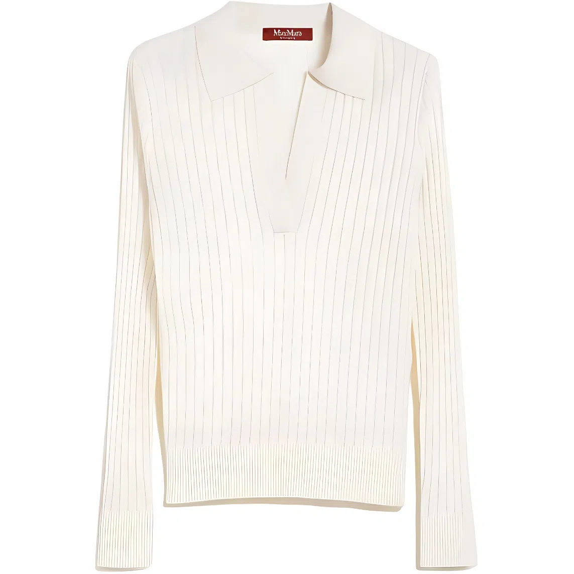 MaxMara Wool and silk sweater with polo shirt collar Polo