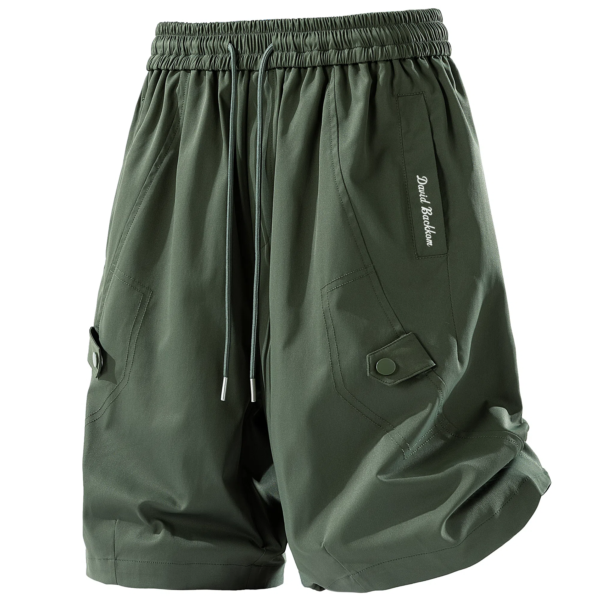 大卫贝肯 纯色美式街头城市机能风字母假扣设计款系带户外运动休闲百搭五分工装短裤 男女同款