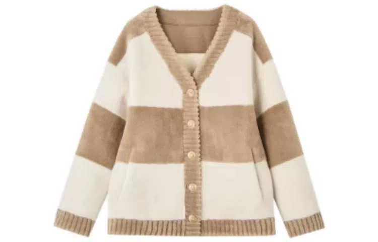 【dme】 不起球不掉毛舒适柔软皮毛一体外套大衣 女款 卡其色